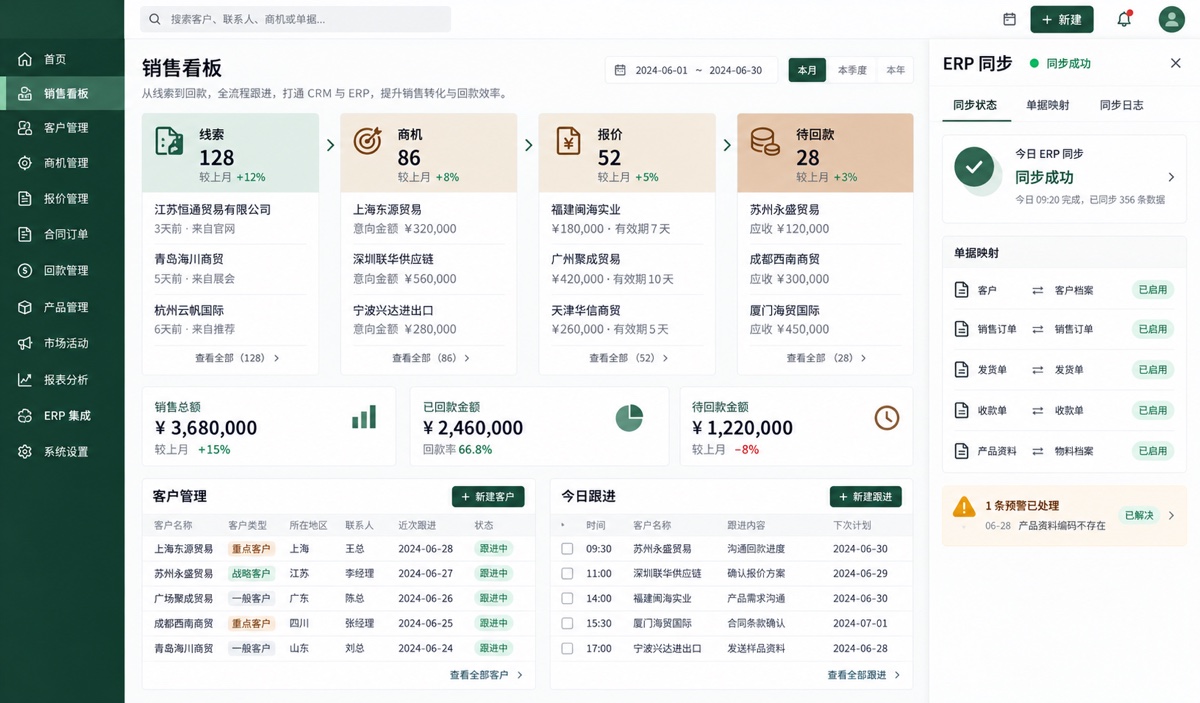 贸易企业 CRM 与 ERP 系统集成